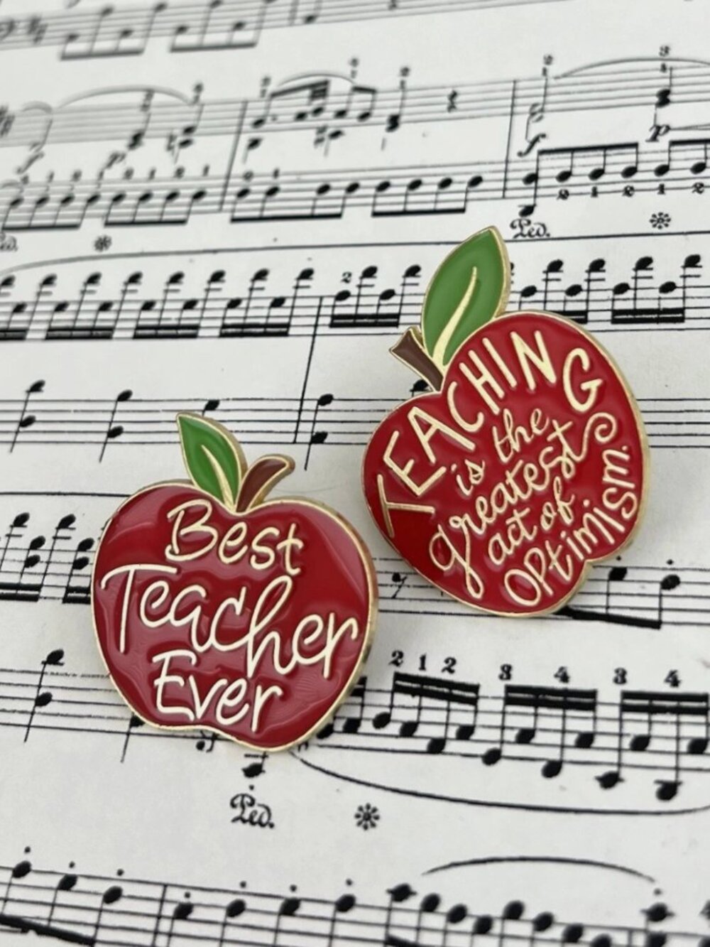 Teacher Appreciation Apple Pin Set Best Teacher Ever Enamel Brooch of 2